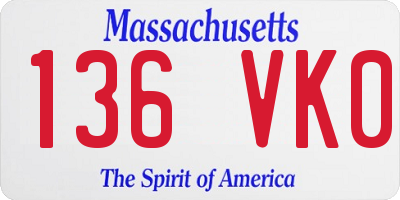 MA license plate 136VK0