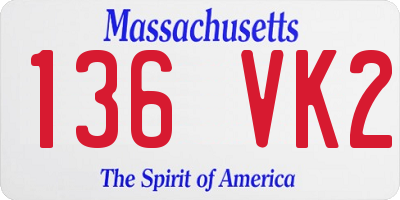 MA license plate 136VK2