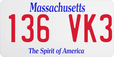 MA license plate 136VK3