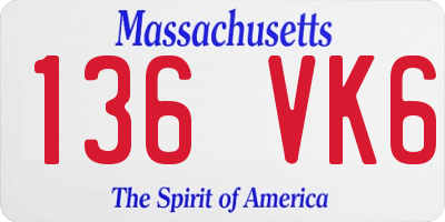 MA license plate 136VK6