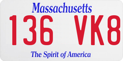 MA license plate 136VK8