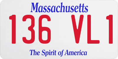 MA license plate 136VL1