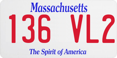 MA license plate 136VL2