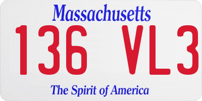 MA license plate 136VL3