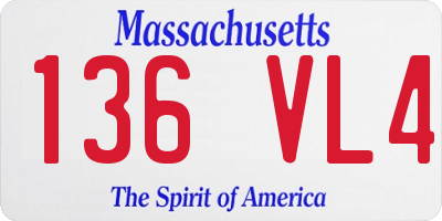 MA license plate 136VL4
