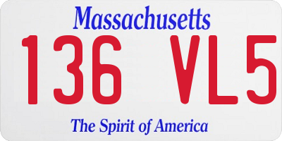 MA license plate 136VL5