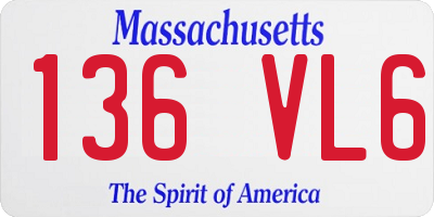MA license plate 136VL6