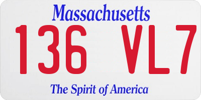 MA license plate 136VL7