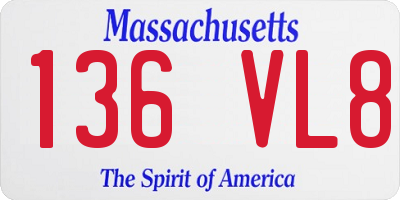 MA license plate 136VL8