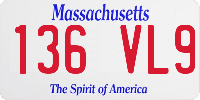 MA license plate 136VL9