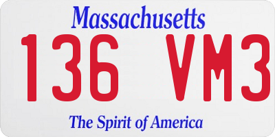 MA license plate 136VM3