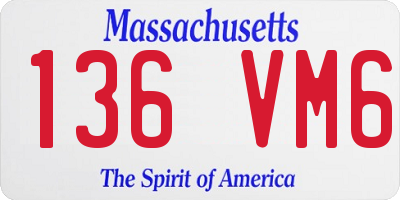 MA license plate 136VM6