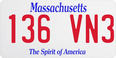 MA license plate 136VN3