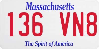 MA license plate 136VN8