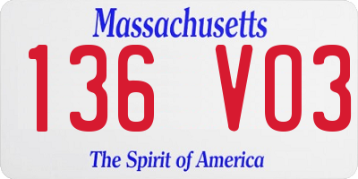 MA license plate 136VO3