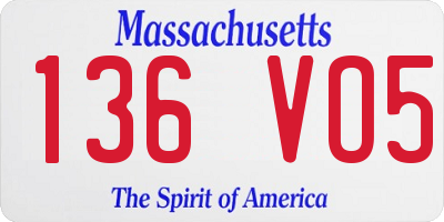 MA license plate 136VO5