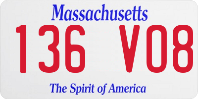 MA license plate 136VO8