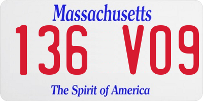 MA license plate 136VO9