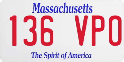 MA license plate 136VP0