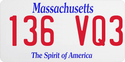 MA license plate 136VQ3