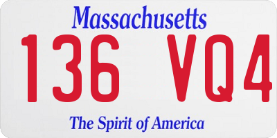 MA license plate 136VQ4