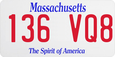 MA license plate 136VQ8