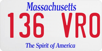MA license plate 136VR0
