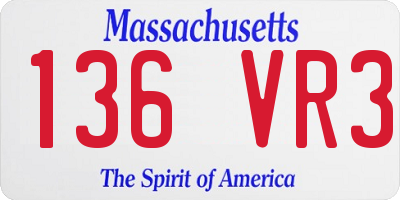 MA license plate 136VR3
