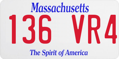 MA license plate 136VR4