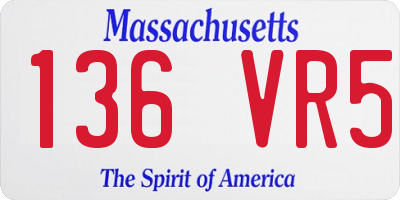 MA license plate 136VR5