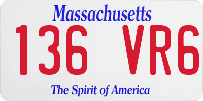MA license plate 136VR6