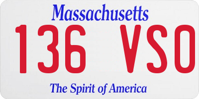 MA license plate 136VS0