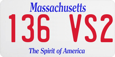 MA license plate 136VS2