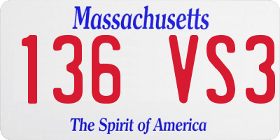 MA license plate 136VS3