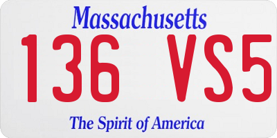 MA license plate 136VS5