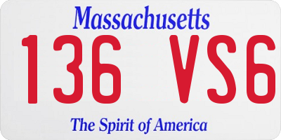 MA license plate 136VS6