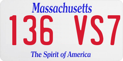MA license plate 136VS7