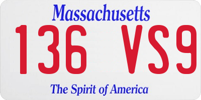 MA license plate 136VS9