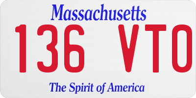 MA license plate 136VT0