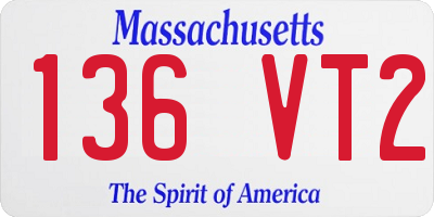 MA license plate 136VT2