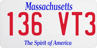 MA license plate 136VT3