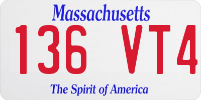 MA license plate 136VT4