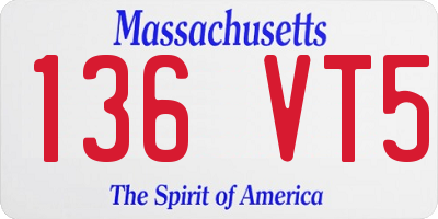 MA license plate 136VT5