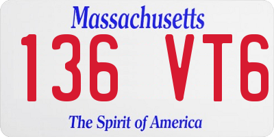 MA license plate 136VT6