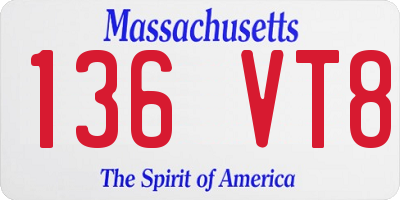 MA license plate 136VT8