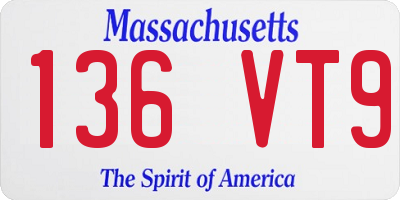 MA license plate 136VT9