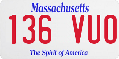 MA license plate 136VU0