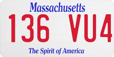 MA license plate 136VU4