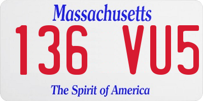 MA license plate 136VU5