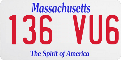 MA license plate 136VU6